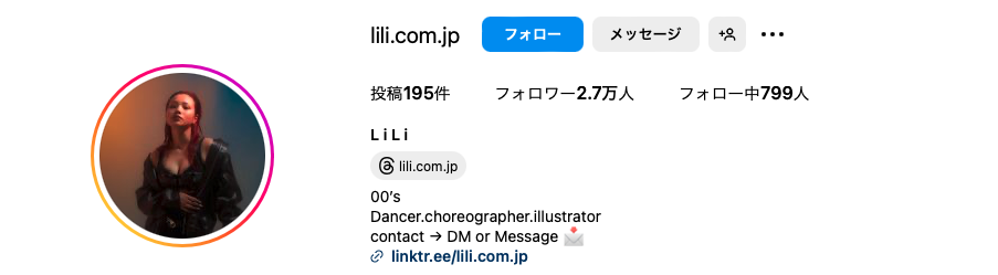 LiLi インスタグラムアカウント